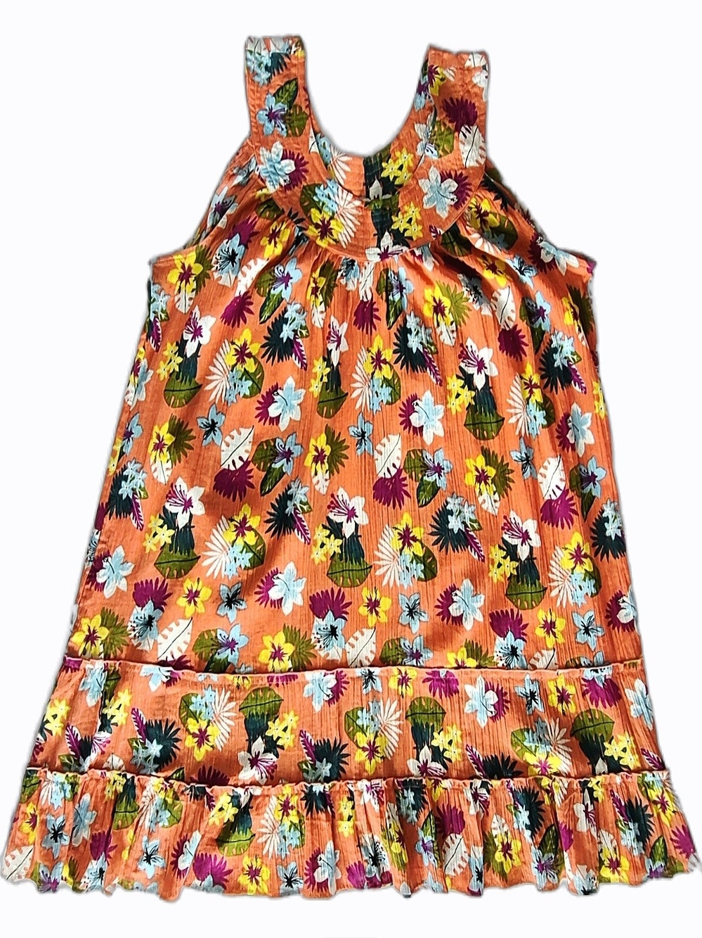 Women's 3x Orange/Coral Tropical Floral lightweight dress